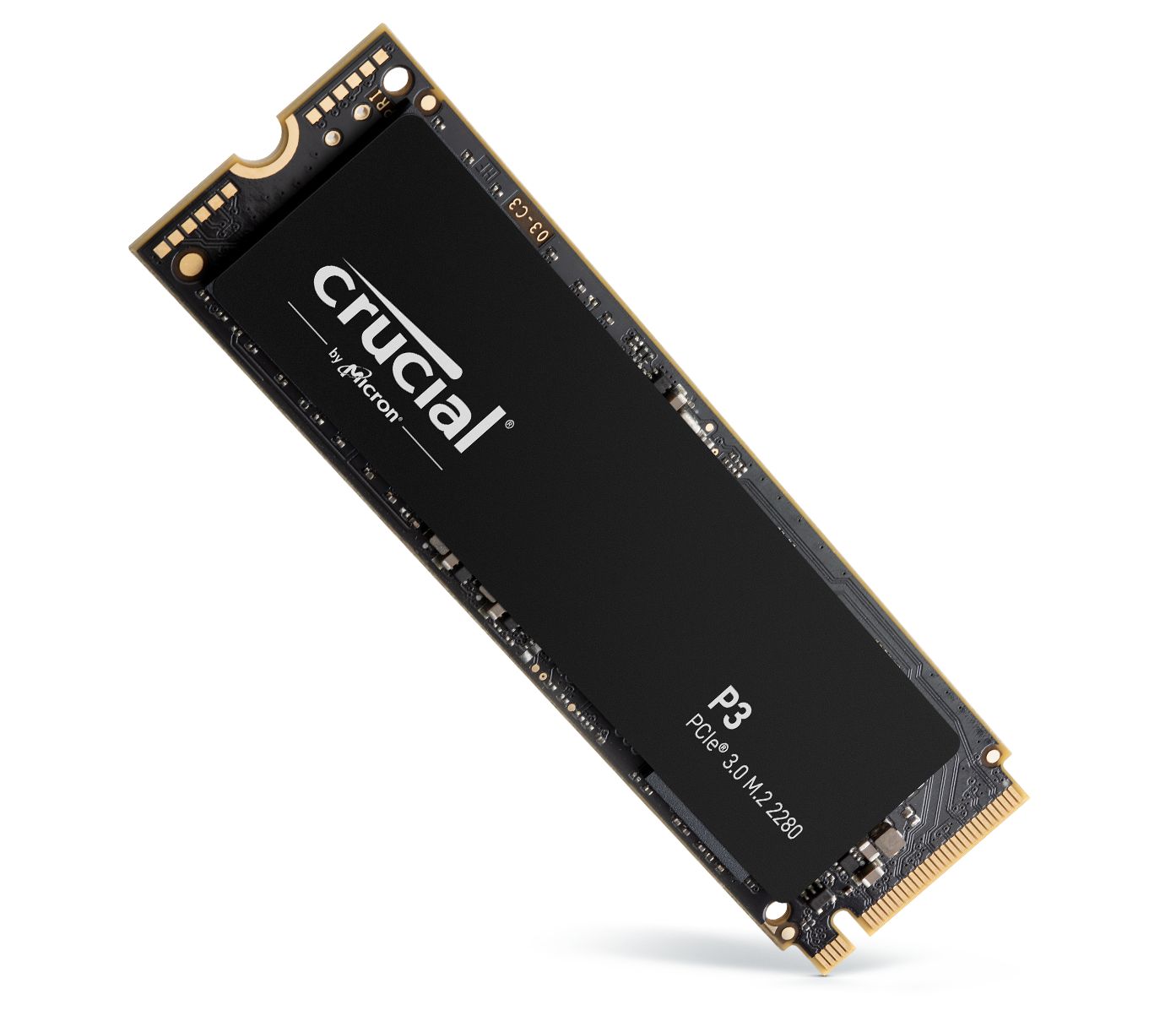 Crucial P5 Plus SSD standing up with shadow